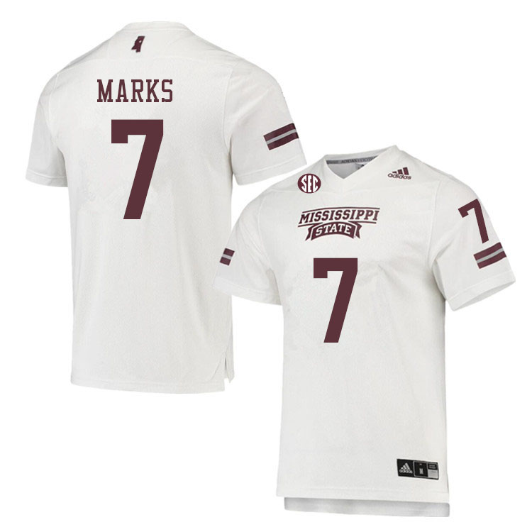 Men #7 Jo'quavious Marks Mississippi State Bulldogs College Football Jerseys Sale-White - Click Image to Close